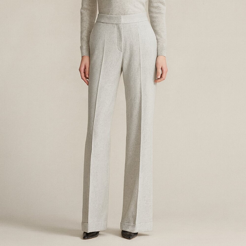 Ralph Lauren Black Label Women's Wool & Cashmere Wide Leg/Flare Pants Gray 10